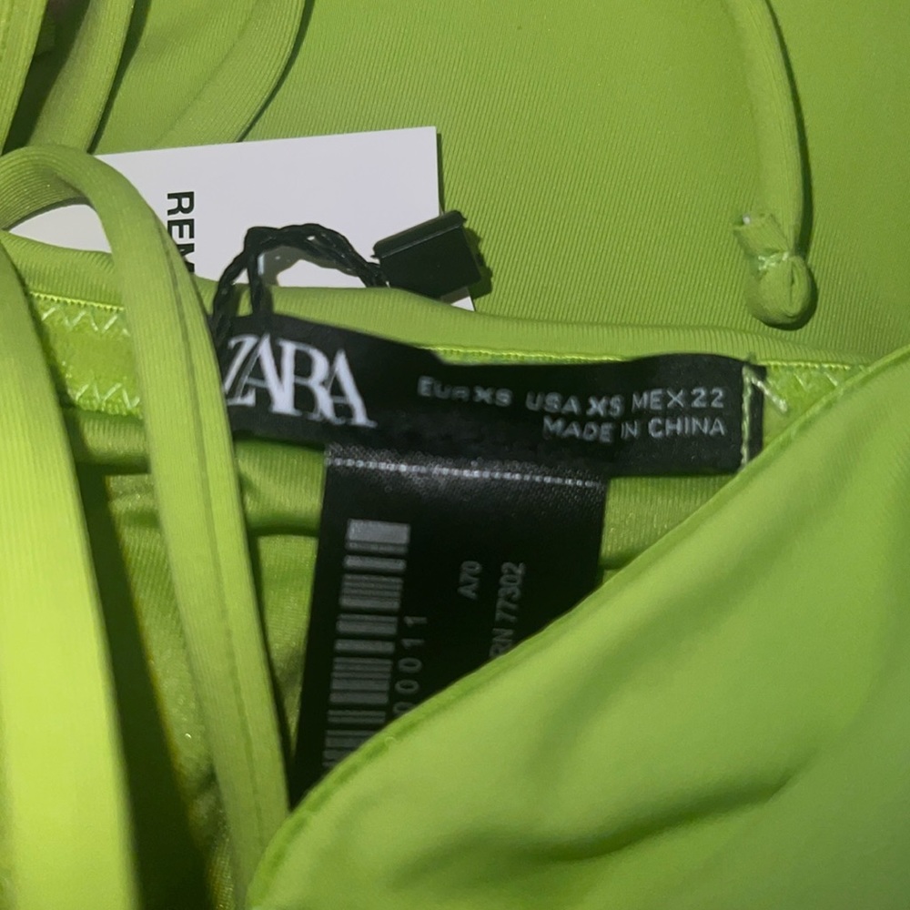 Zara 💚💚💚Green Bead Bandeau Swimsuit - Size X-small- NWT - Picture 8 of 8